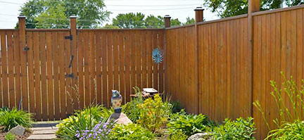 Custom Wooden privacy fences by Niagara Hardscaping Services Corner